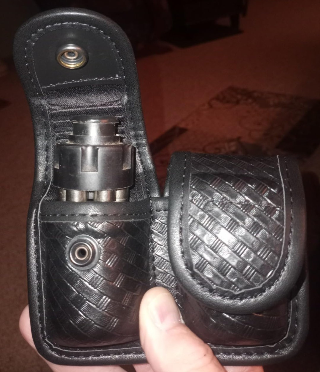Double Speed Loader Pouch Nylon Basketweave Holds Two .38/.357 Loaders