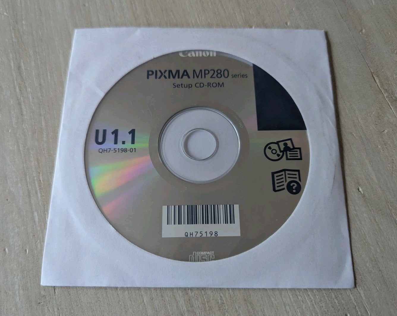 Canon PIXMA MP280 Series Setup CD-ROM Disc Driver Software U1.1 QH7-5198-01