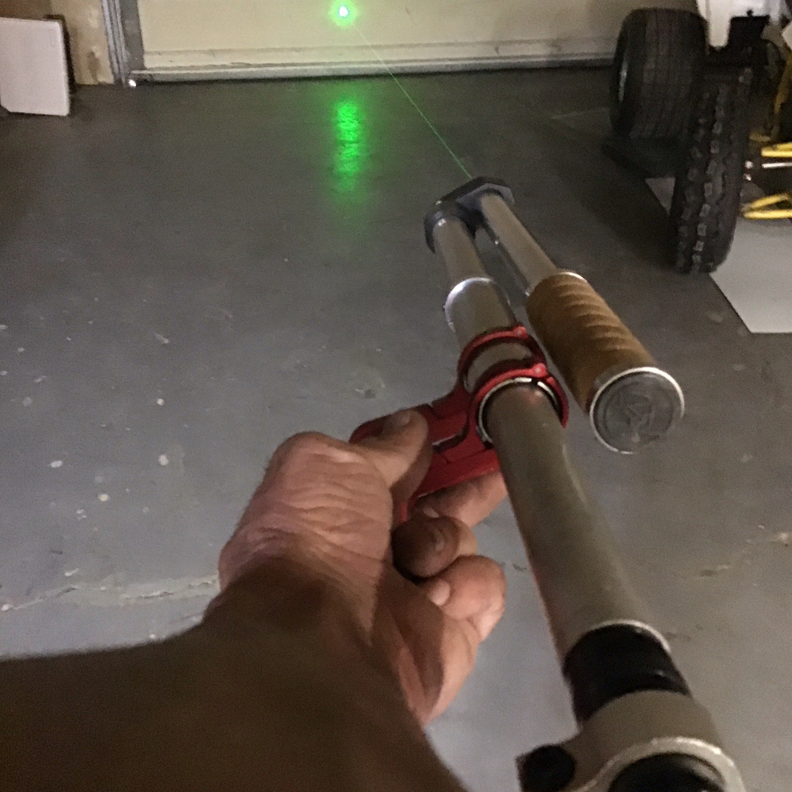 Custom built transducer pole setup Livescope active target laser