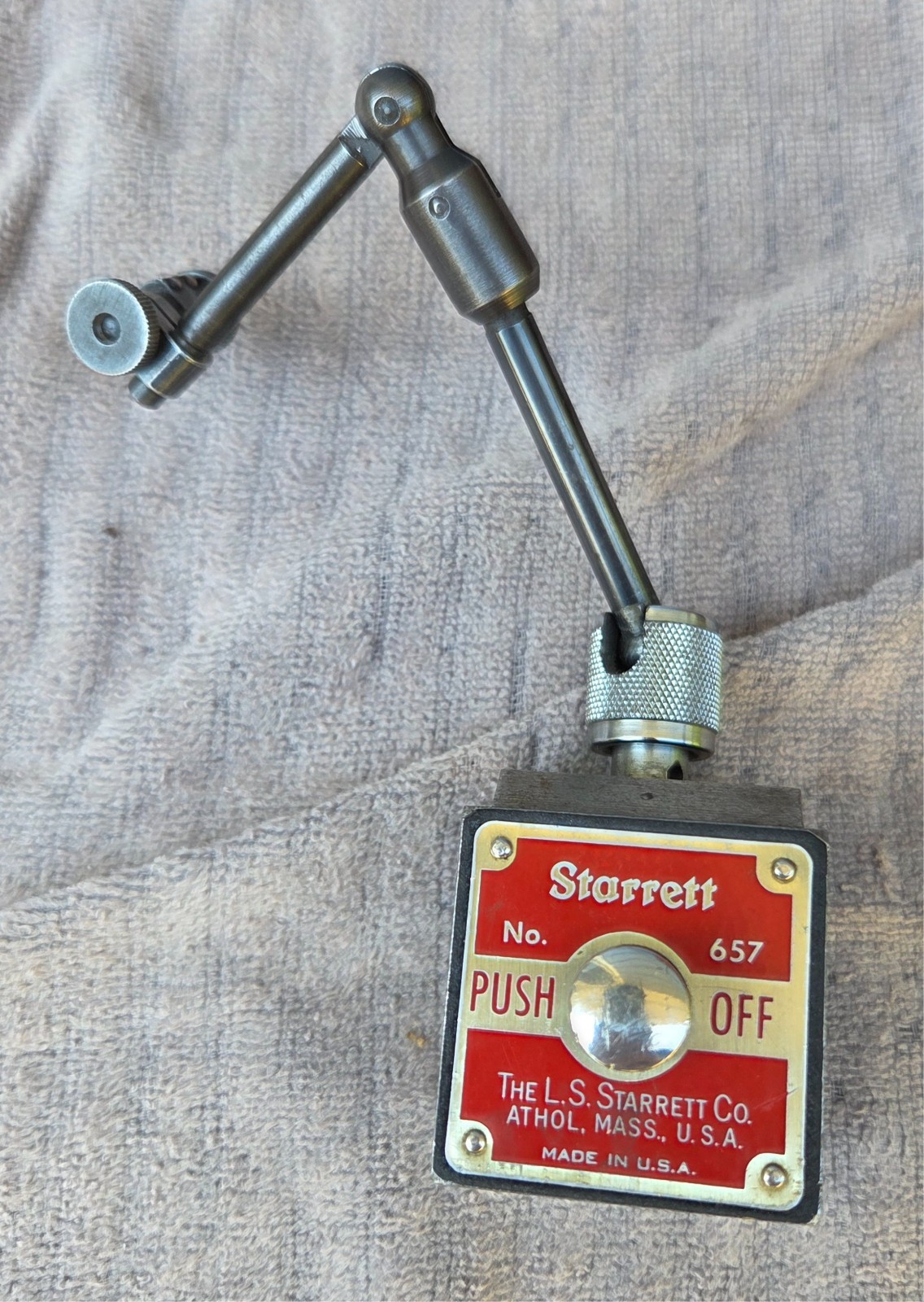 Vintage Starrett No 657 Magnetic Base Indicator Holder Base Rod Clamp Machinist