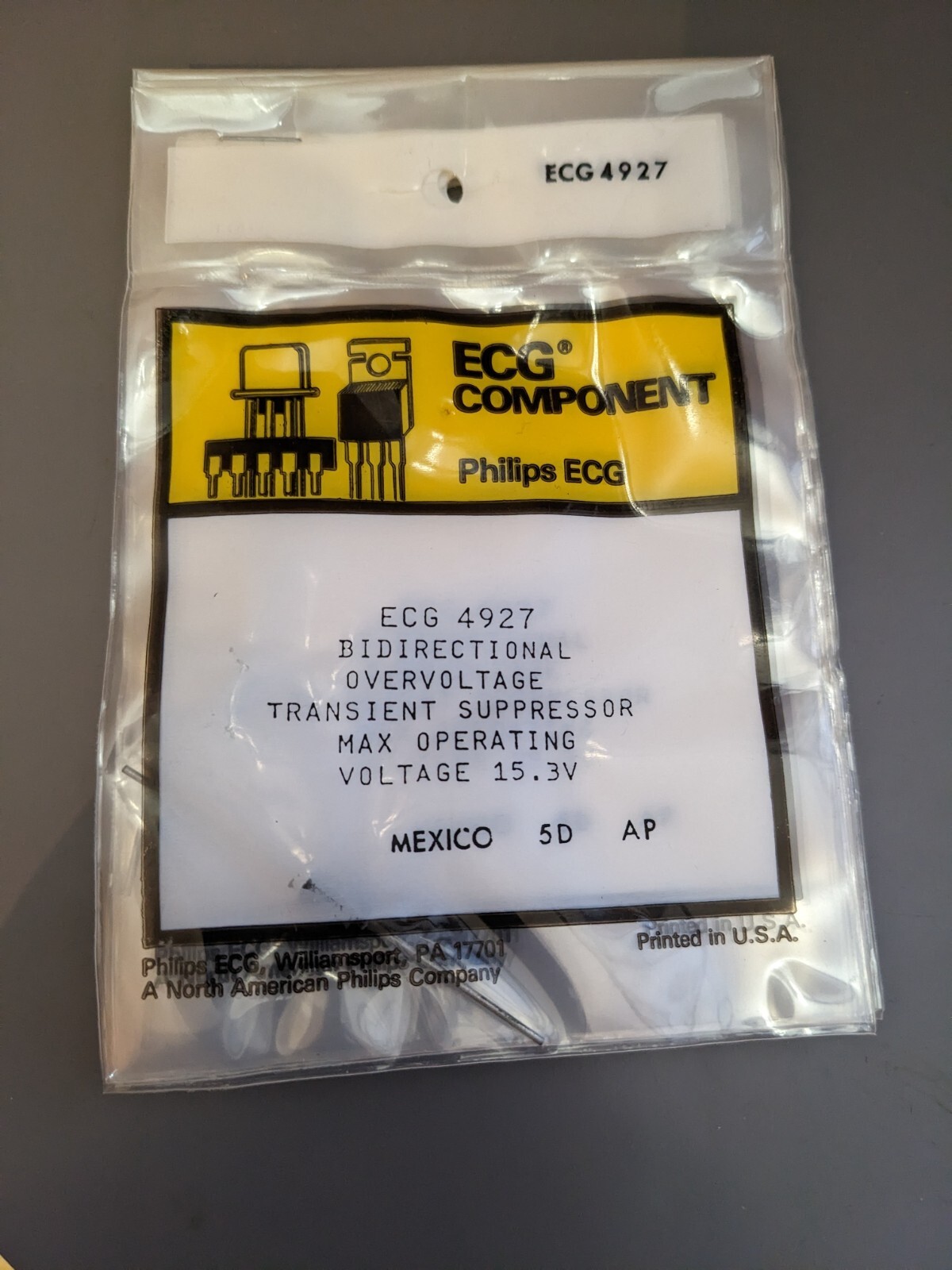 ECG4927 Philips ECG Bidirectional Overvoltage Transient Suppressor Lot of 8 NEW