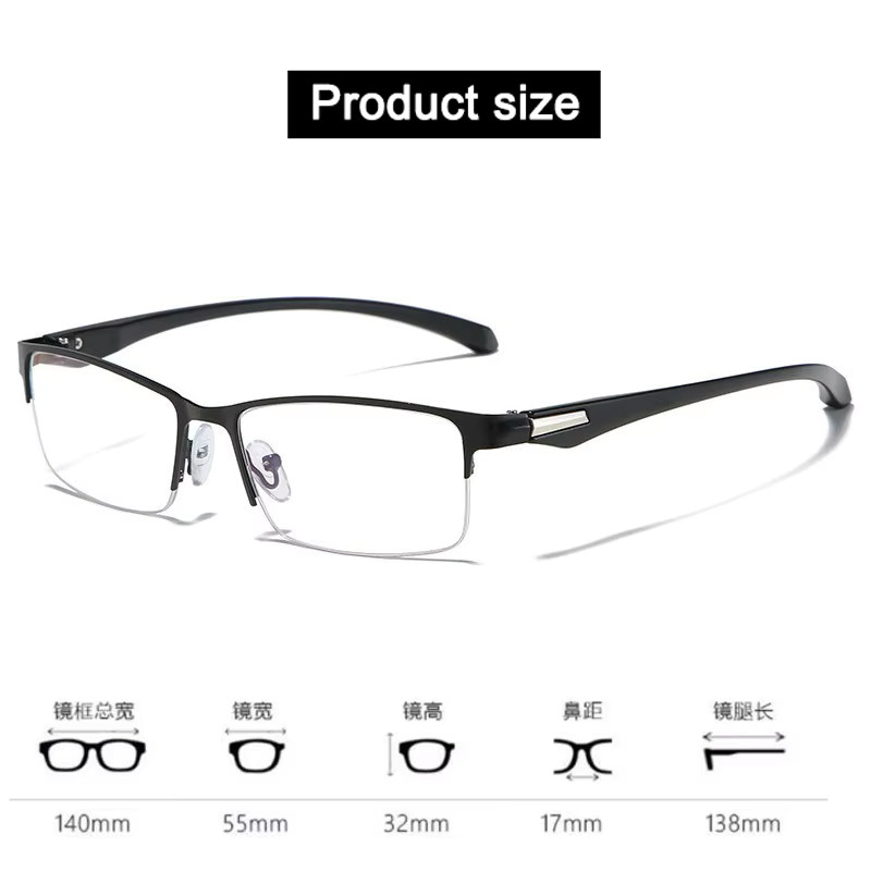 Titanium Transition Photochromic Progressive Reading Glasses Men Hyperopia Presb