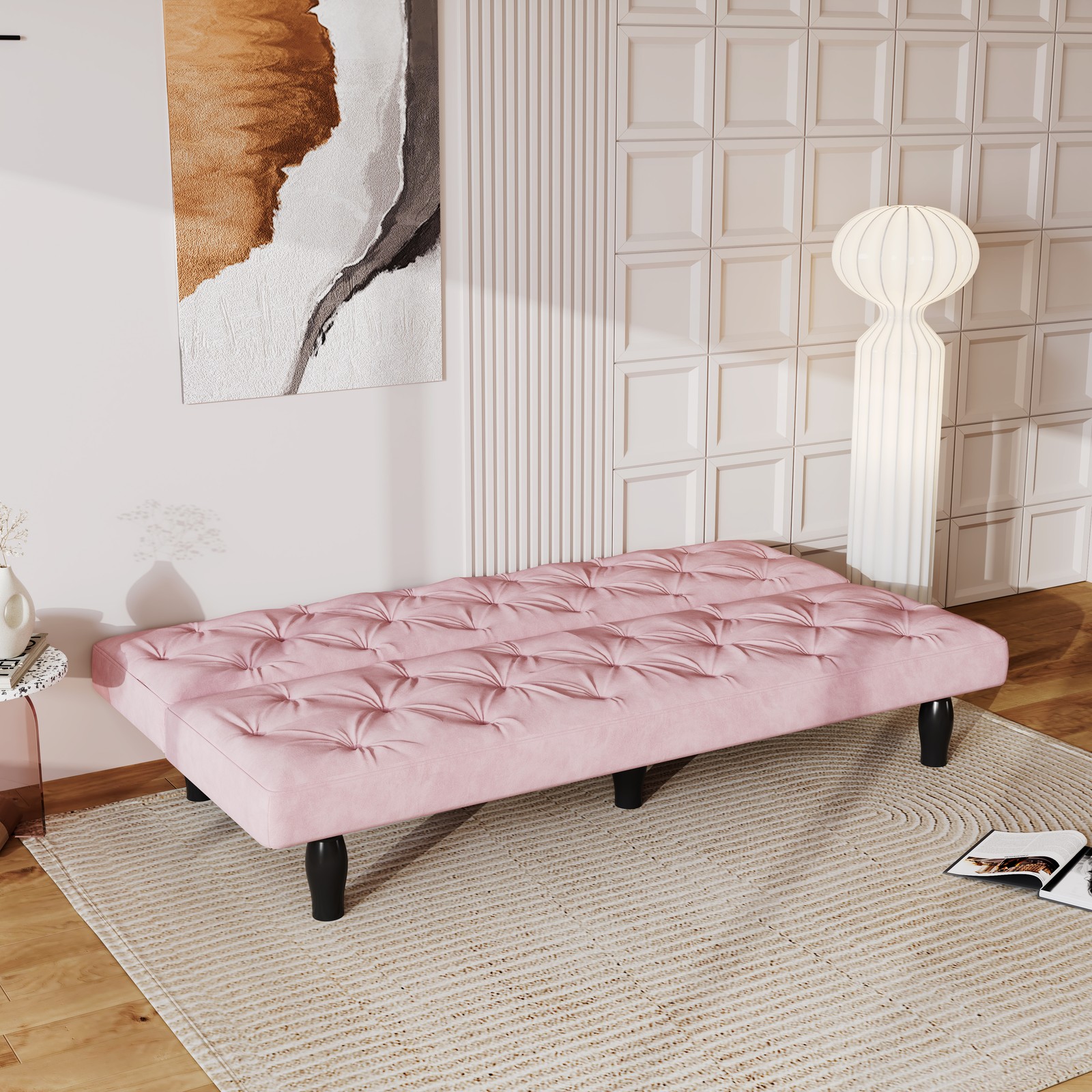 66" Velvet Sofa Bed Living Room Sleeper Sofa-to-Bed Transforms Seamlessly