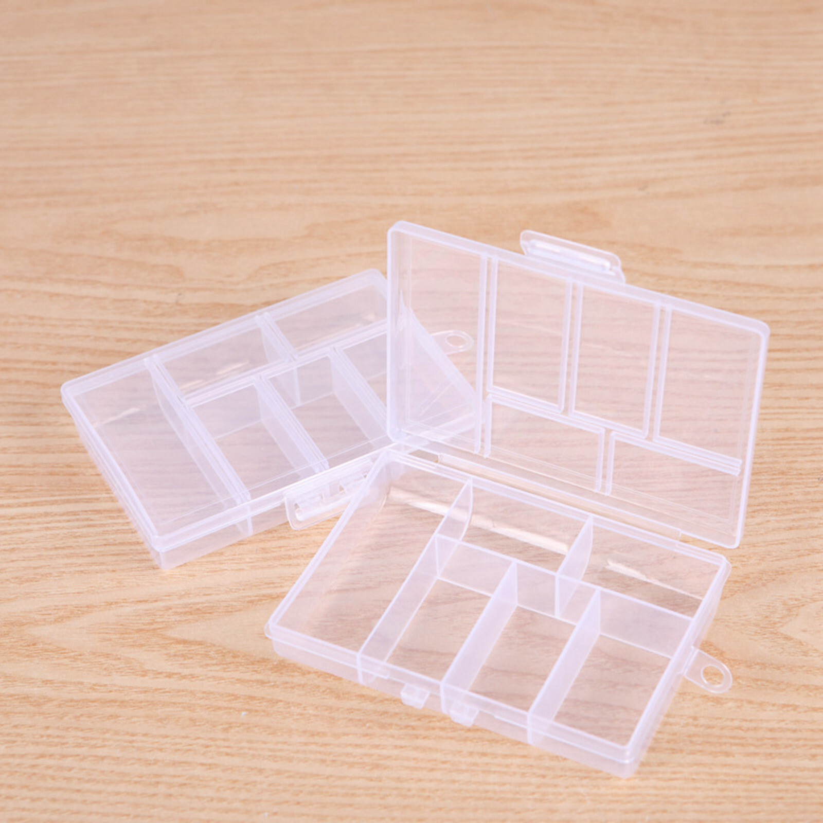 2 Pcs Clear Plastic Organizer Box Case 6 Grids Jewelry Craft Storage Container