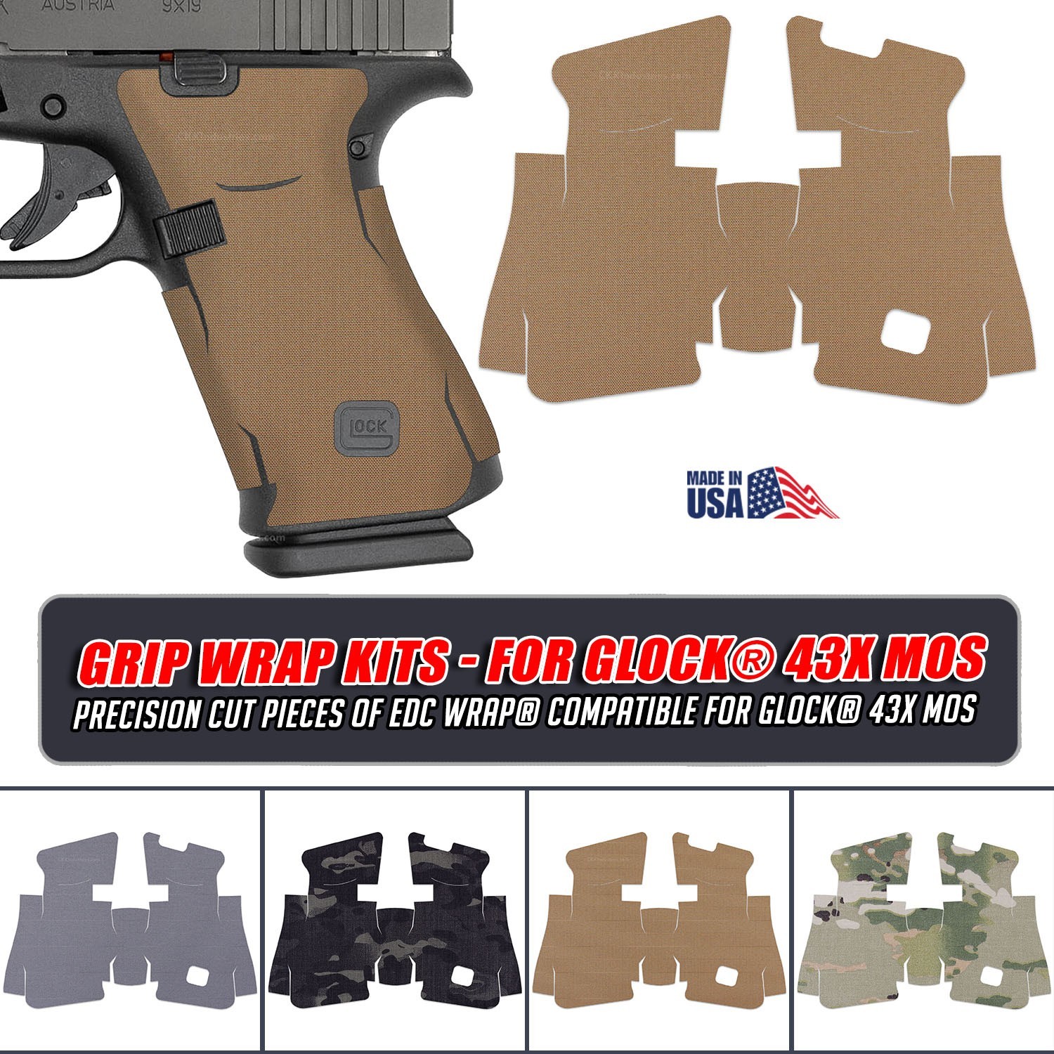 EDC Wrap® - Grip Wrap Kit - (Glock 43X MOS) - Cordura (500D)