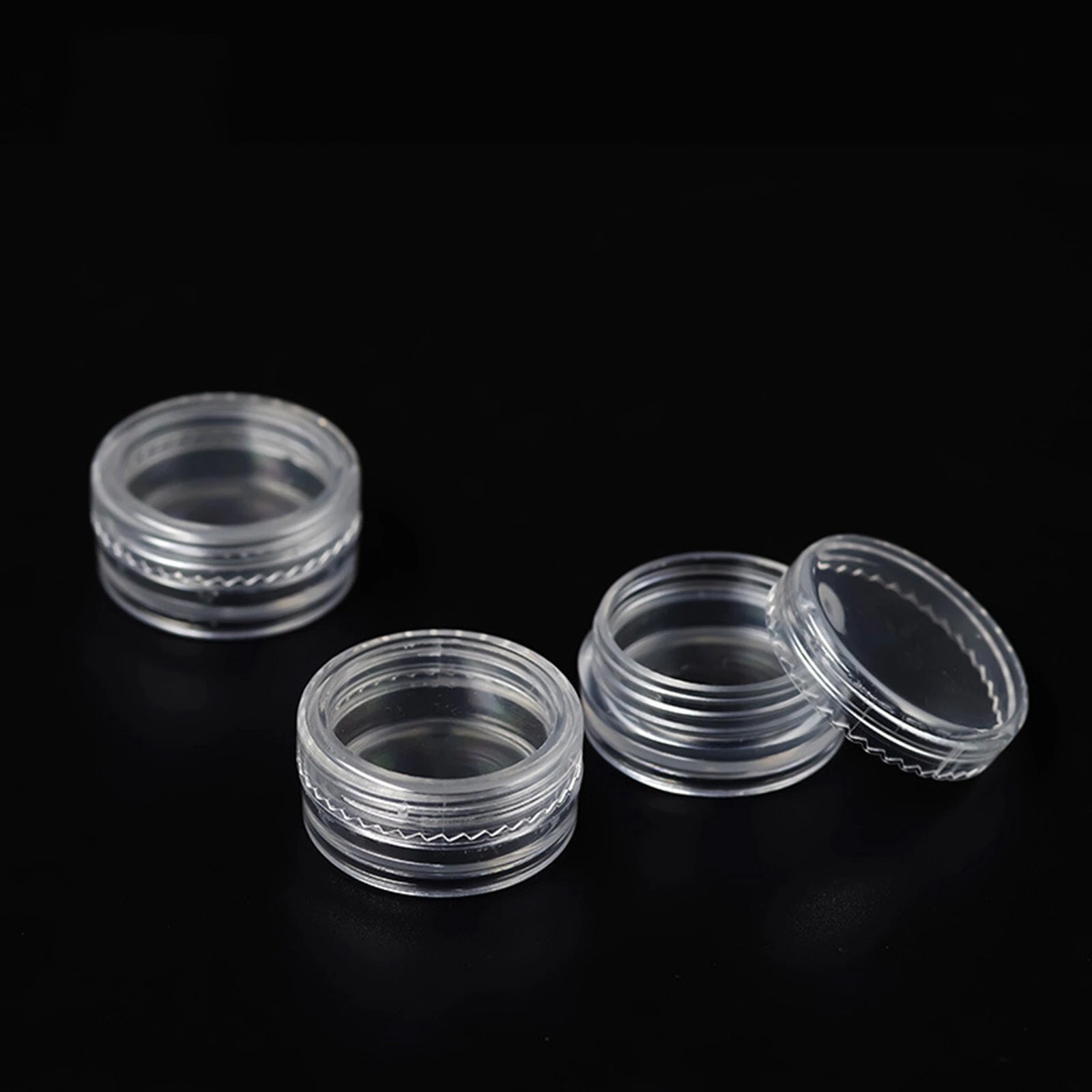 50PCS Storage Cups Clear Plastic Jewelry Bead Makeup Box Small Round Container