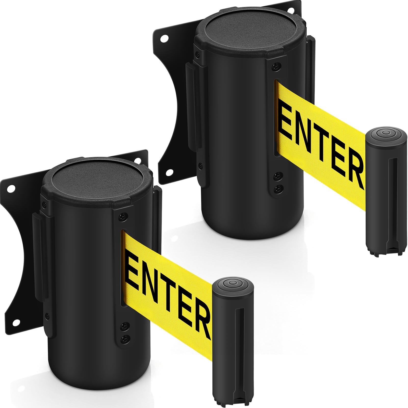 Therwen 2 Pcs Retractable Belt Barrier Fixed Wall Mount Caution Belt 10 Feet Cro