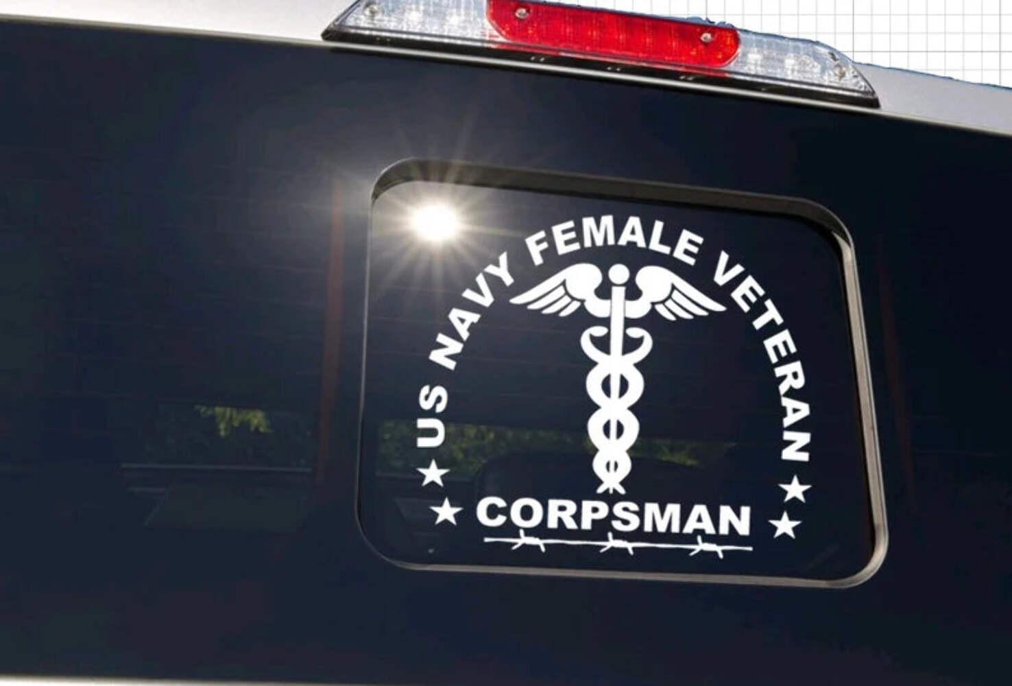 US NAVY Female Veteran Corpsman - Truck Slide Window Decal | Die Cut Vinyl Decal
