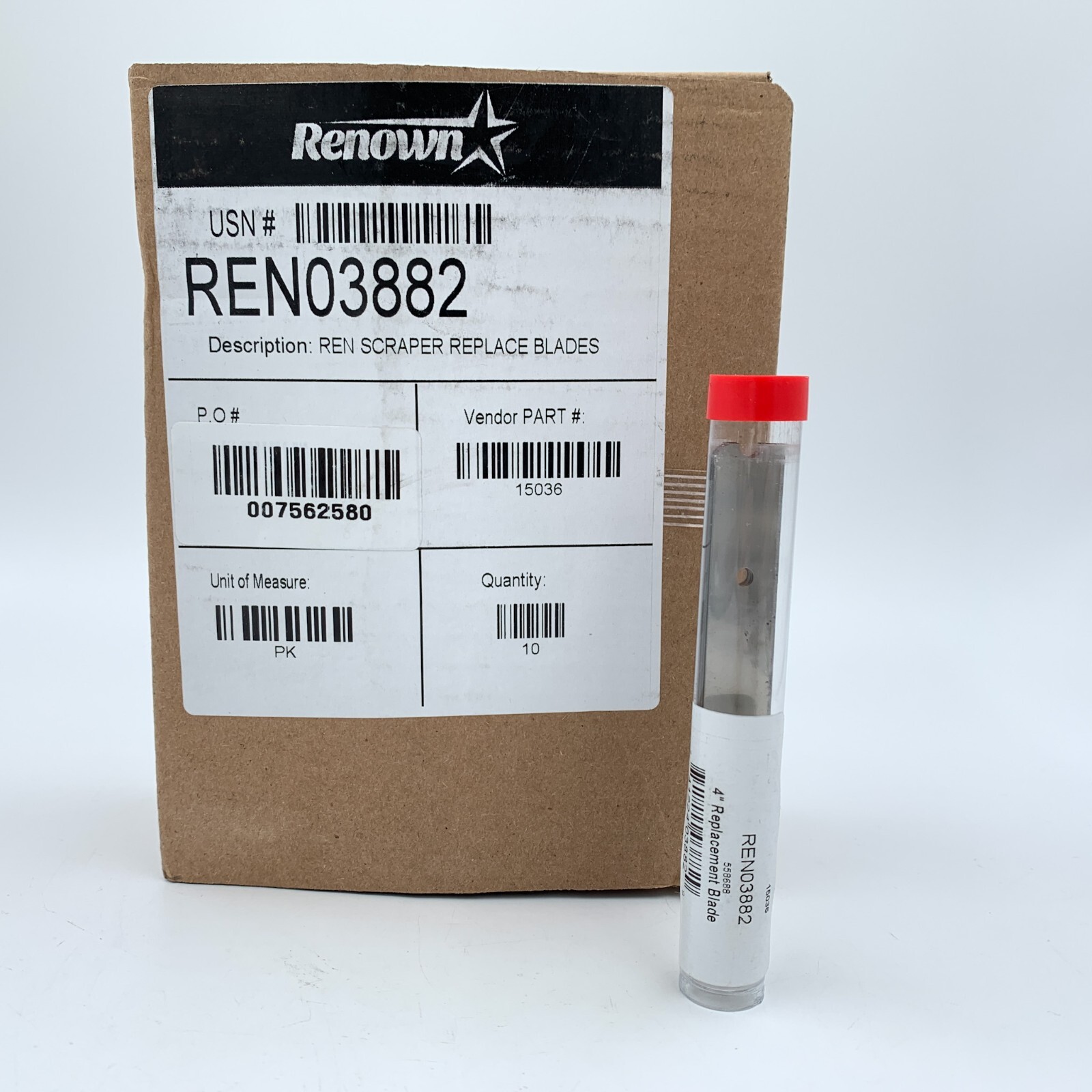 Renown REN03882 4" Floor Scraper Blade 100 Pack Stainless Steel