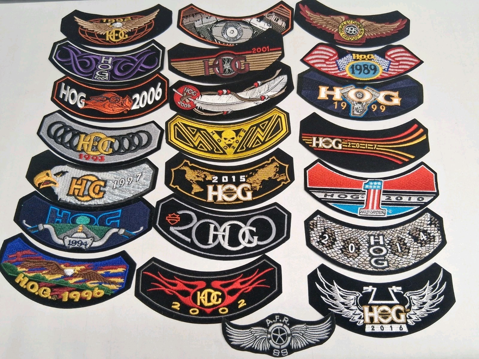Lot of 22 Harley Davidson HOG Patches Vintage 1992 1994 Rocker Badges