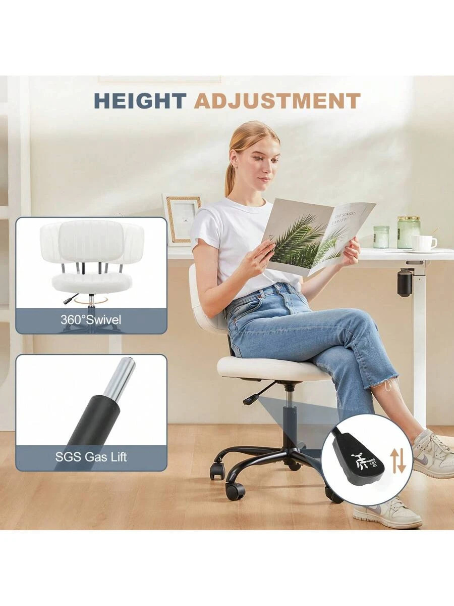 Armless Office Chair Adjustable Swivel Computer Mesh Desk Chair