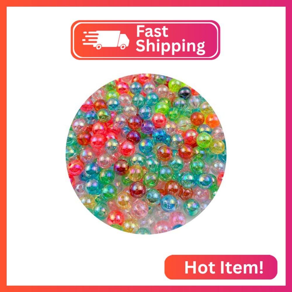 Mulutoo 400Pcs 8mm Acrylic AB Colors Round Beads Acrylic Beads Round Spacer Bead