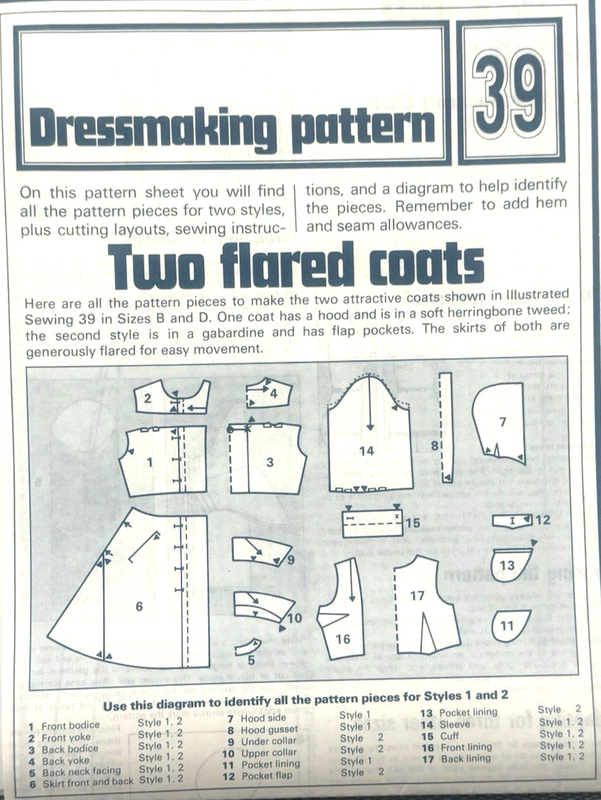 Dressmaking Pattern #39 - Flared Coats (Various Sizes) New