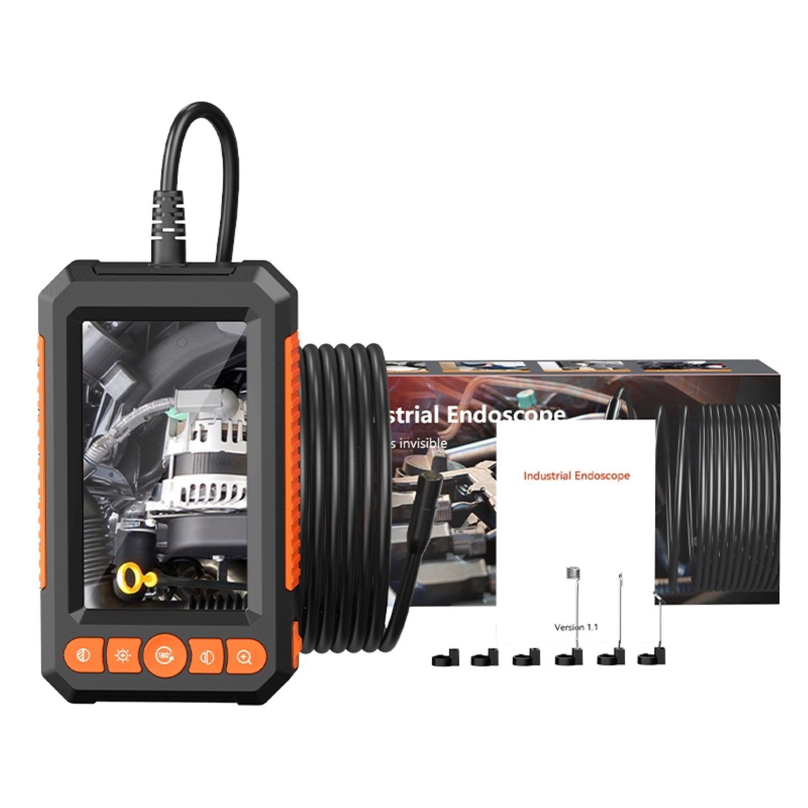 5M/16.4Ft Industrial Endoscope-1080P Resolution 4.3in Screen, IP67 Waterproof