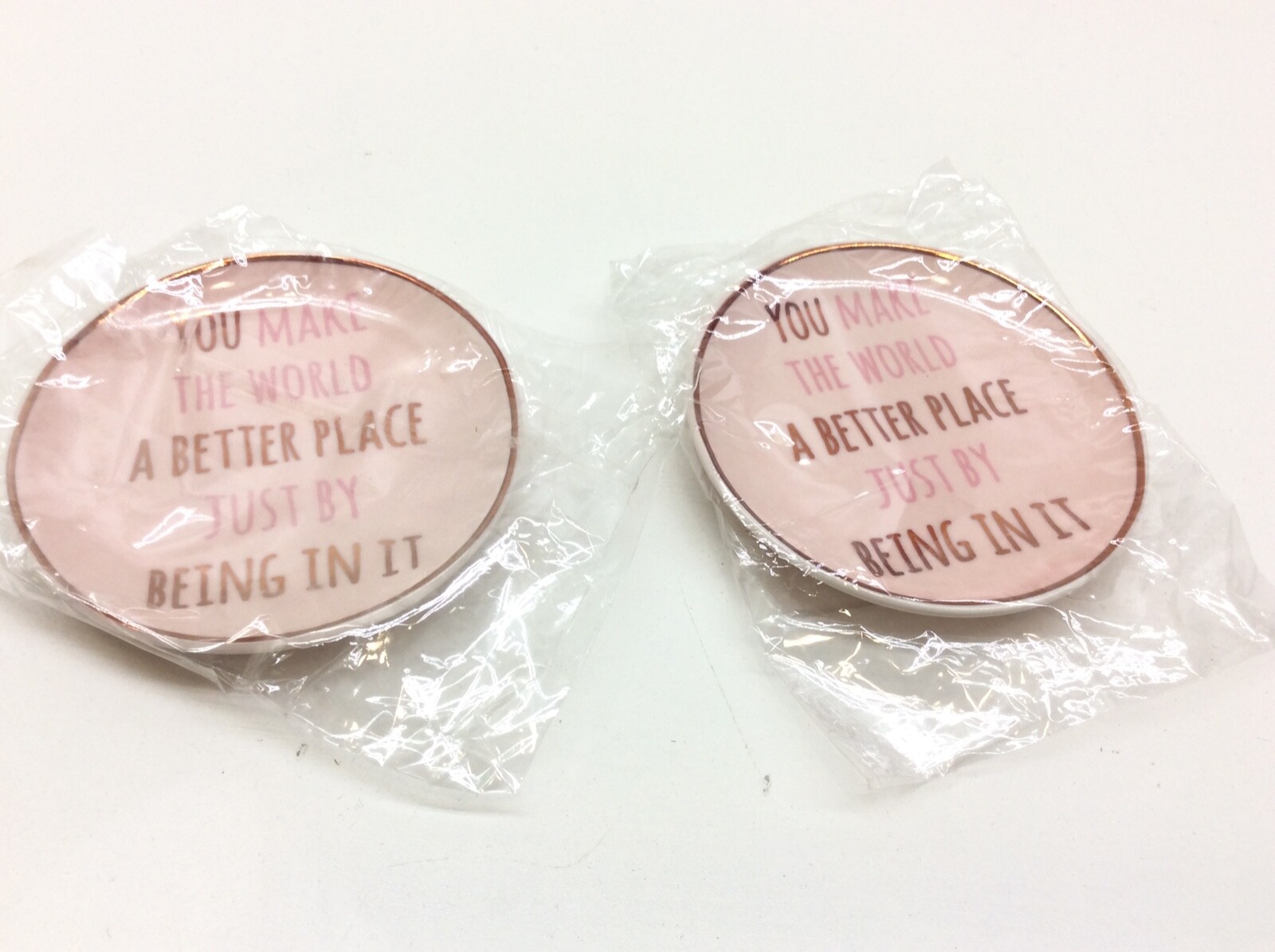 2 - Charming Charlie Ring Dish Trinket Plate You Make The World a Better Place..