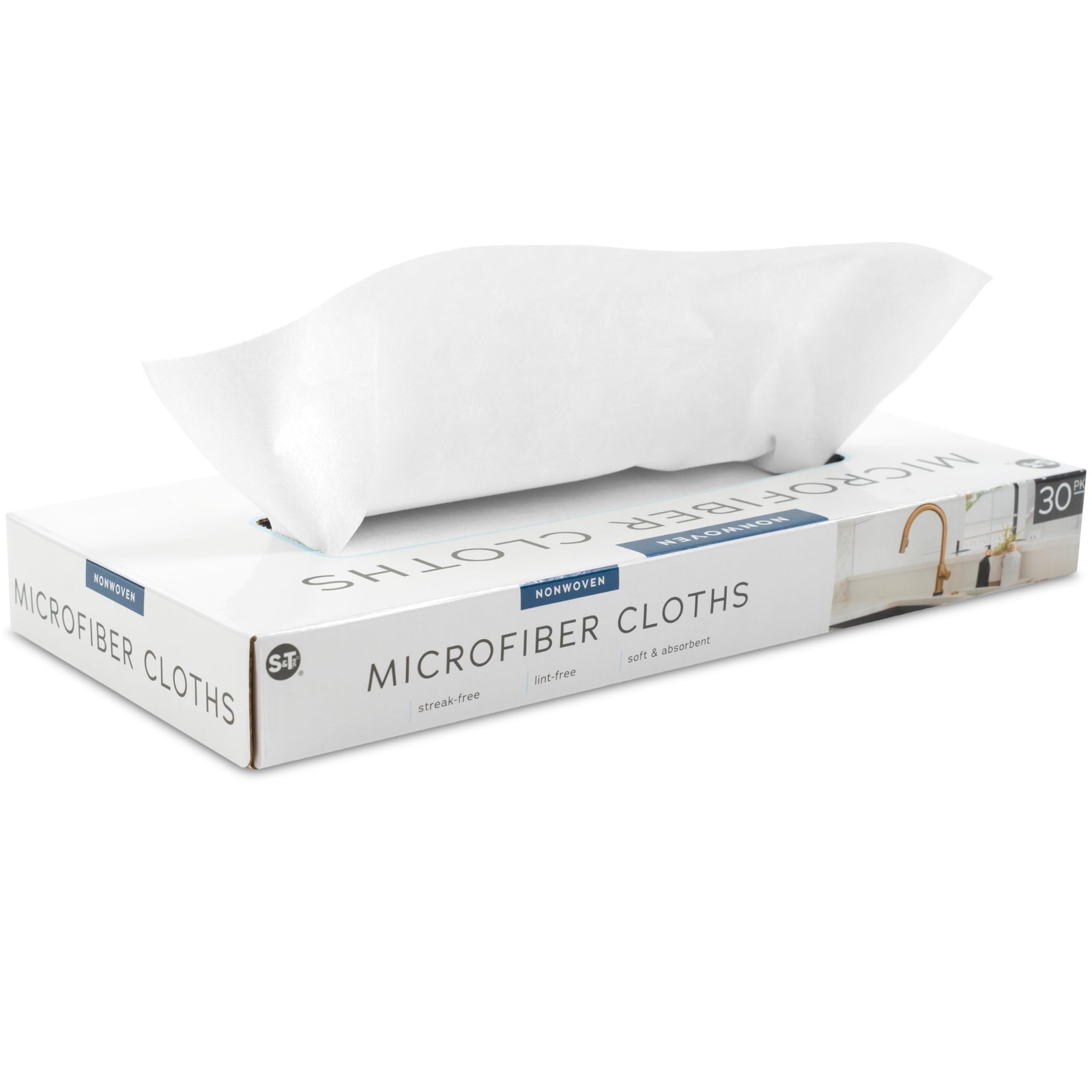 S&T INC. 30 Pack Reusable Paper Towels with Box, Non Woven Towels for Home, M...