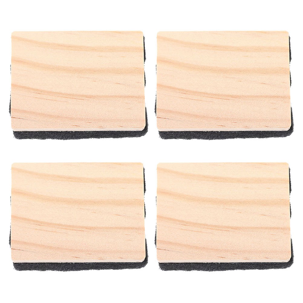 4Pcs Mini Wooden Dry Erasers Reusable Whiteboard and Blackboard Cleaning Tools