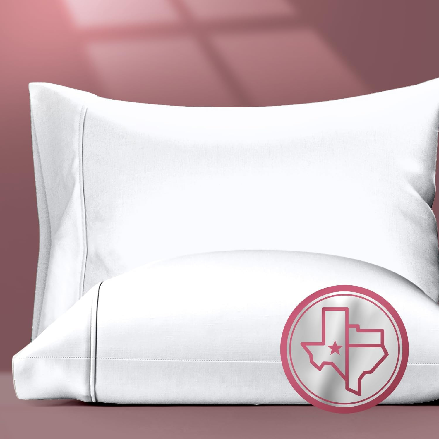 TEXAS LINEN CO. 100% Egyptian Cotton Standard/Queen Size Pillow Cases Set of 2-8