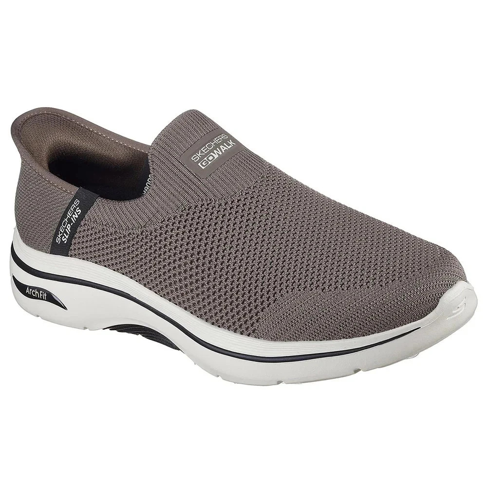 Arch Fit Skechers Shoes Men's Brown Slip ins Go Walk Sport Casual Comfort 216522
