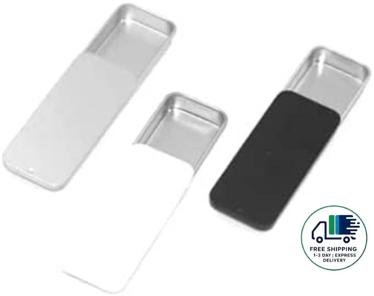 3 cajas de metal rectangulares vacías con bisagras, de 8 x 3,4 x 1 cm