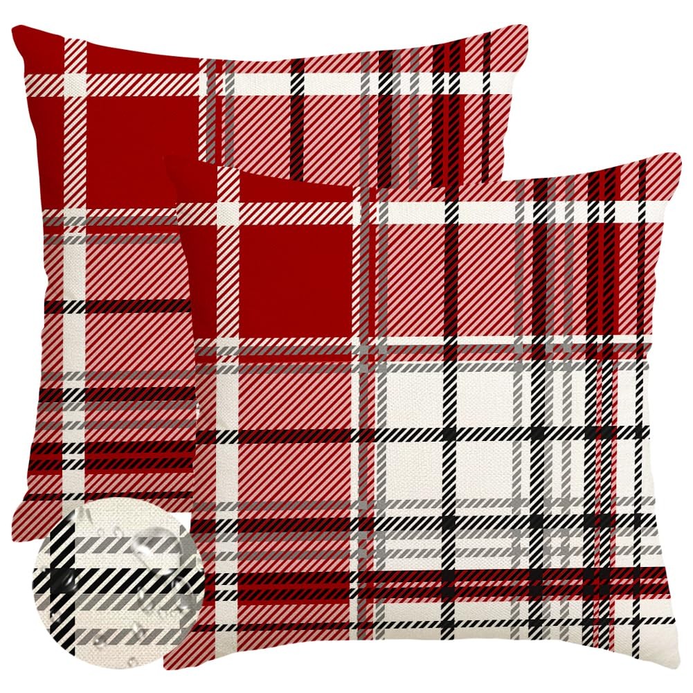 RABUSOFA Christmas Pillow Covers 18x18 Inch Indoor 18" x (Pack of 2), Red