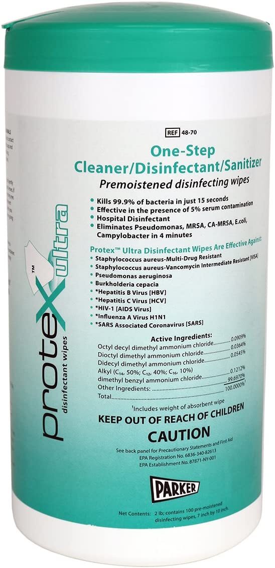 Parker Labs 48-70 Protex Wipes 7x9.5in. 75 ct (Set of 2)