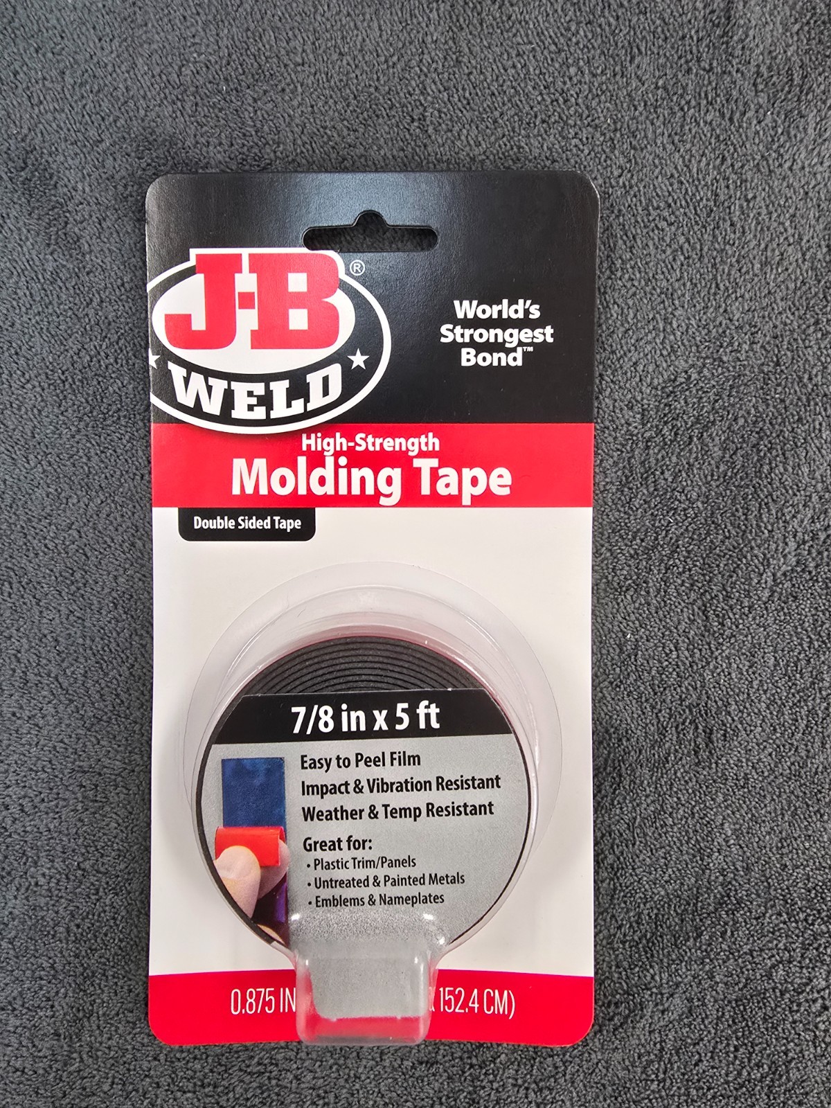 J-B Weld 7/8 in x 5 ft. High-Strength Black Molding Tape