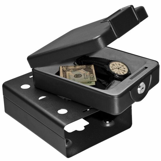 BARSKA Under Table Hidden 8 Inch Mini Security Safe Key Lock in Black AX11812
