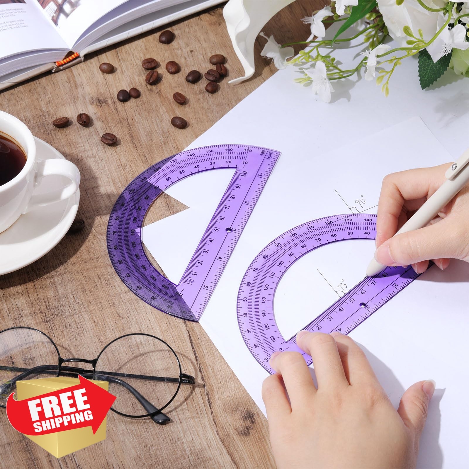 Zonon Protractor 6 Inch Purple