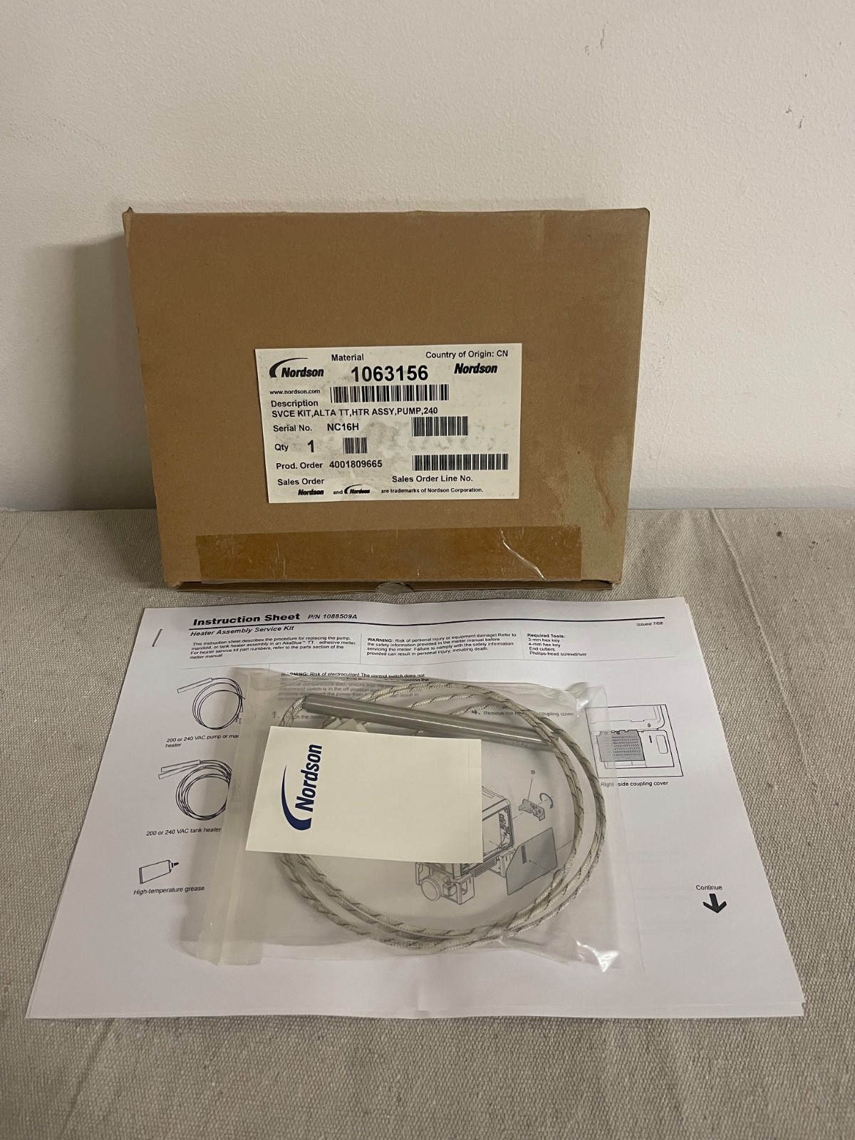 Nordson 1063156 Heaster Assembly Service Kit, 240V