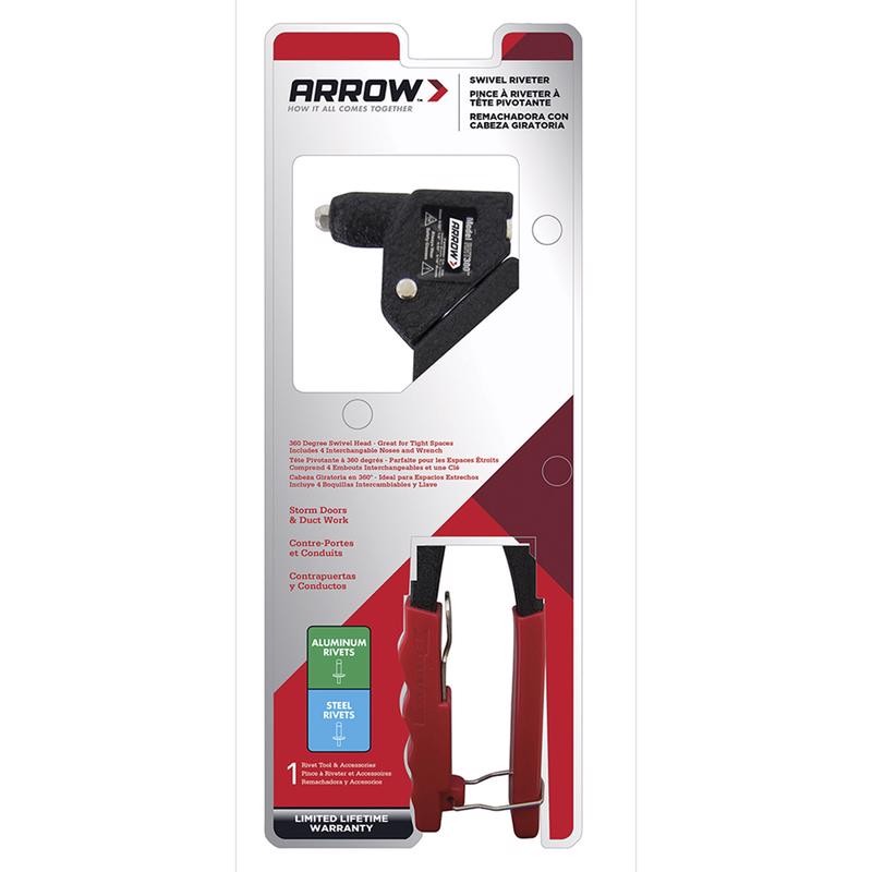 Arrow Steel Rivet Tool 3/16 Swivel Head 11.125" Black