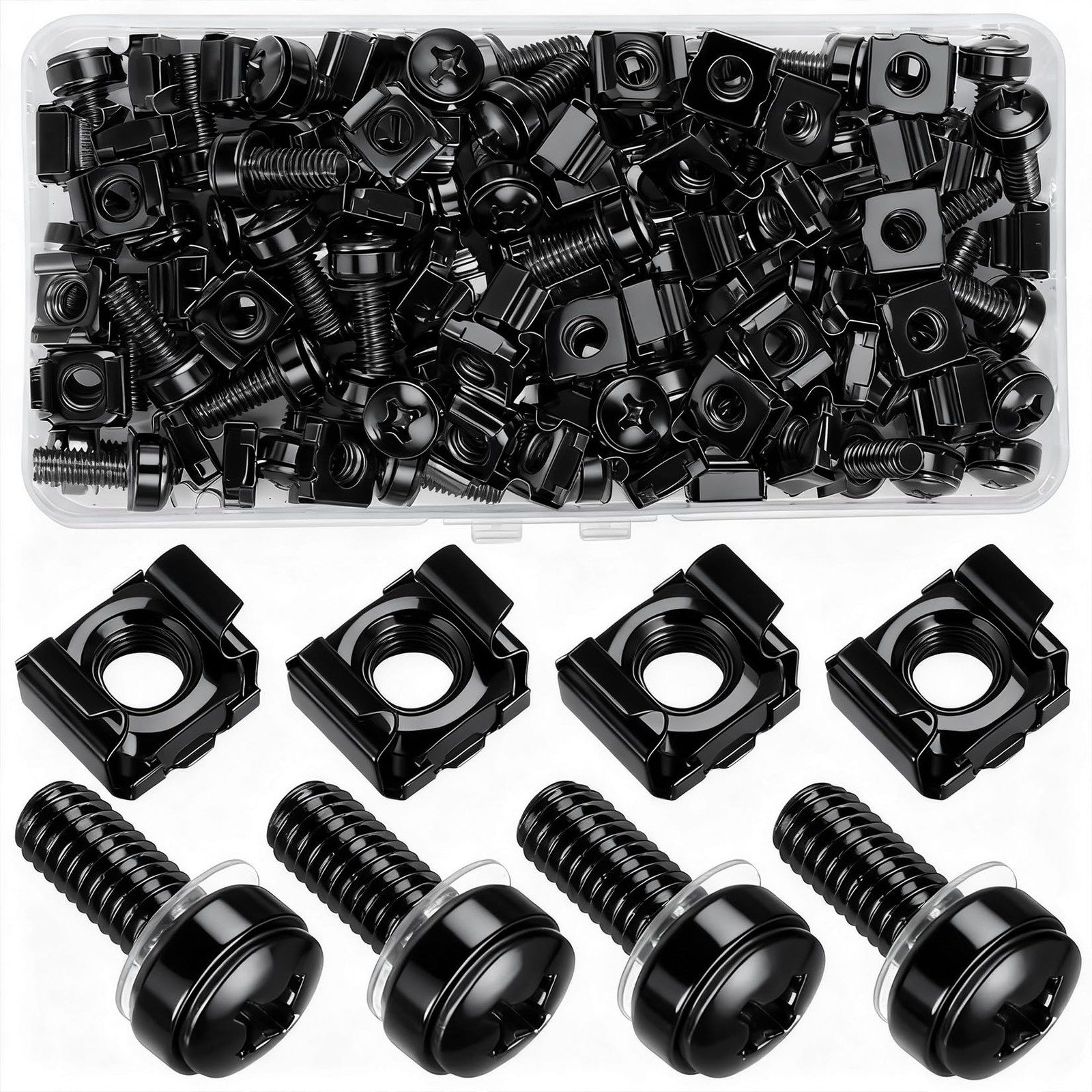 110 Pcs/55 Set Rack Mount Screws and Cage Nuts for Rack Mount Server Cabinet