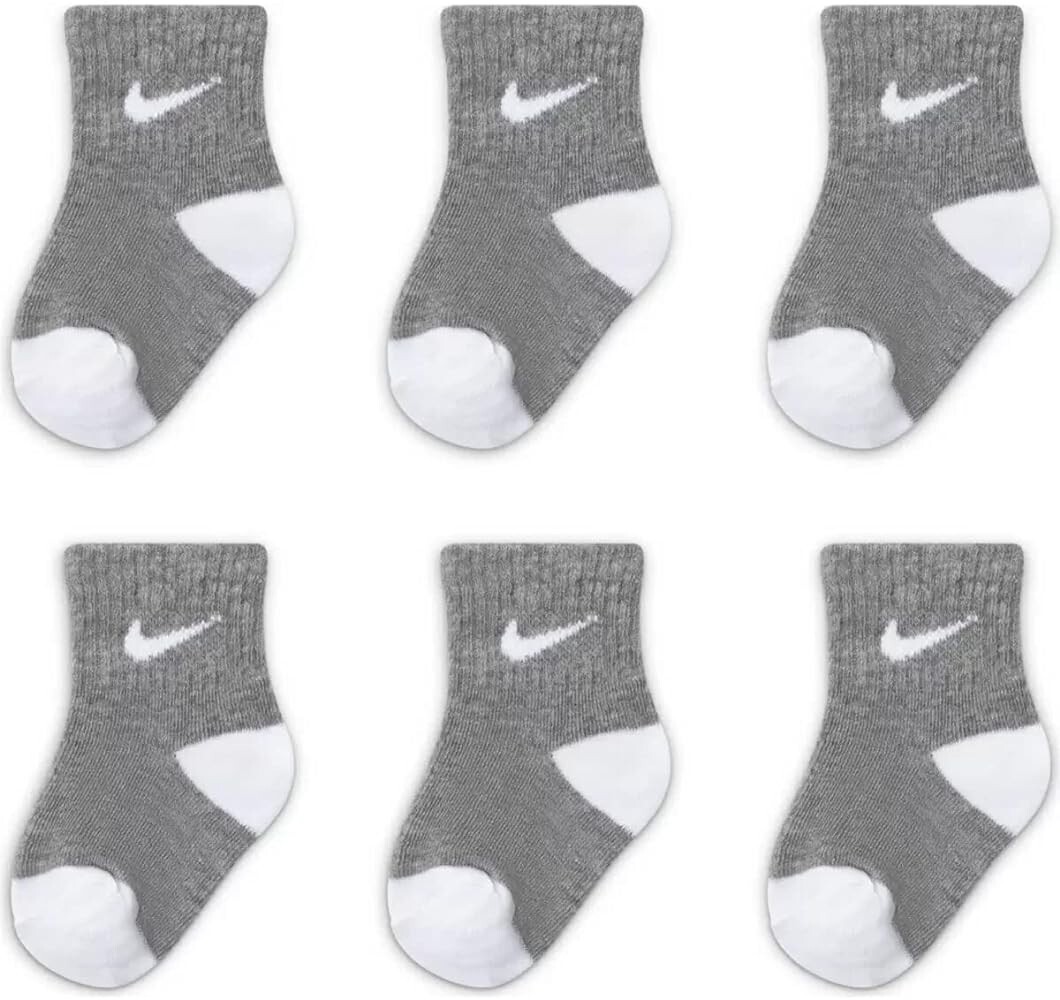 Nike Baby Lightweight Ankle Socks 6 Pack (Grey(MN0299-042), 6-12 Months)