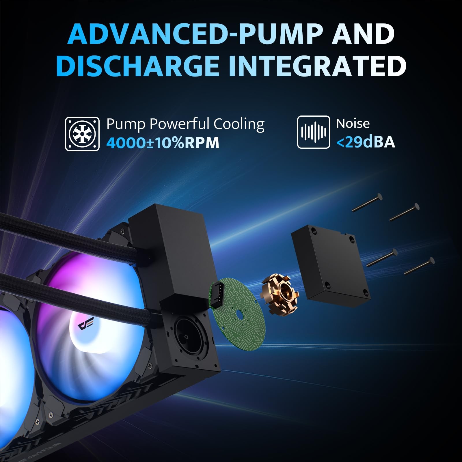 Darkflash Dn240A Aio Cpu Liquid Cooler High-Performance Pump Argb Sync Pwm Fans