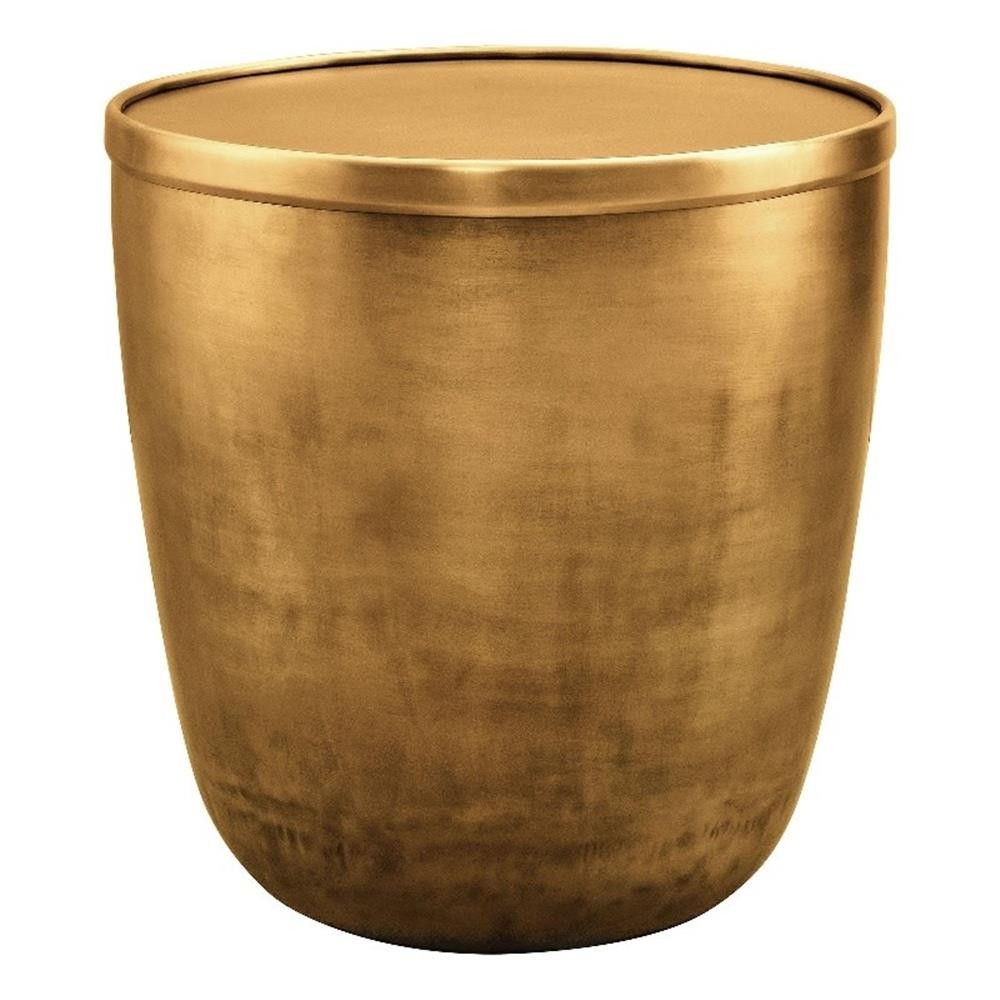 Viora Metal Storage Side Table in Burnished Brass