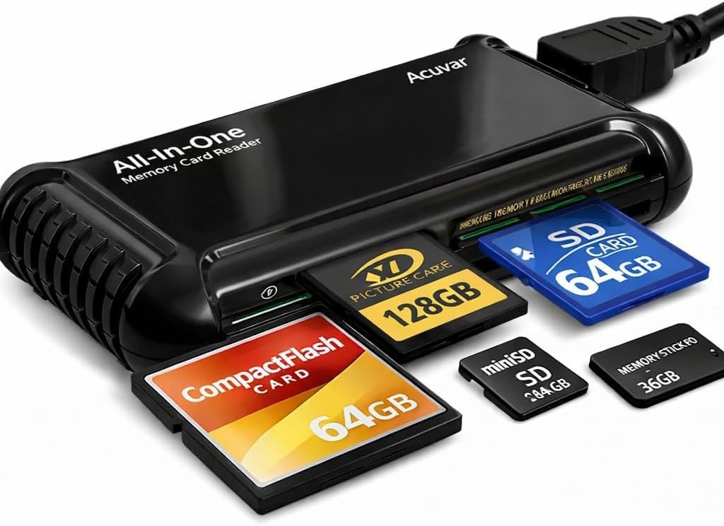 Acuvar XD Picture Card Reader/Writer – All-in-One USB Memory Card Reader for