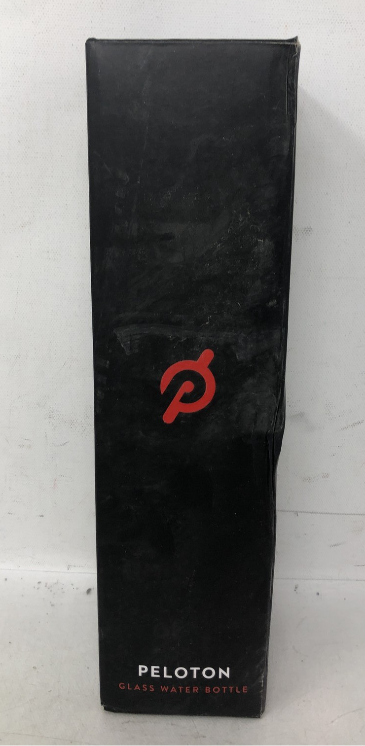 Peloton Glass Water Bottle 16Oz W/Non-Slip Silicone Sleeve,Easy-Screw Top,Black