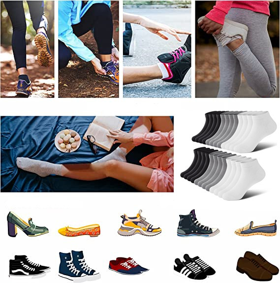 12 Pairs Men's Cotton Casual Crew Ankle/Quarter Black Socks Low Cut Size 9-13
