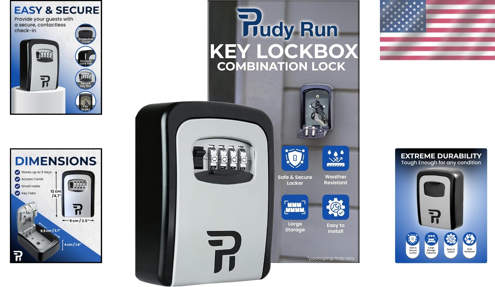 Weatherproof Key Holder Wall Mount - 4-Digit Combo Lock