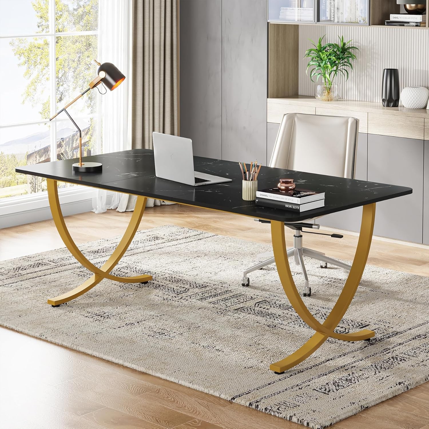 Executive Desk 63” W x 31.5” D Large Office Desk Modern Computer Desk Conference