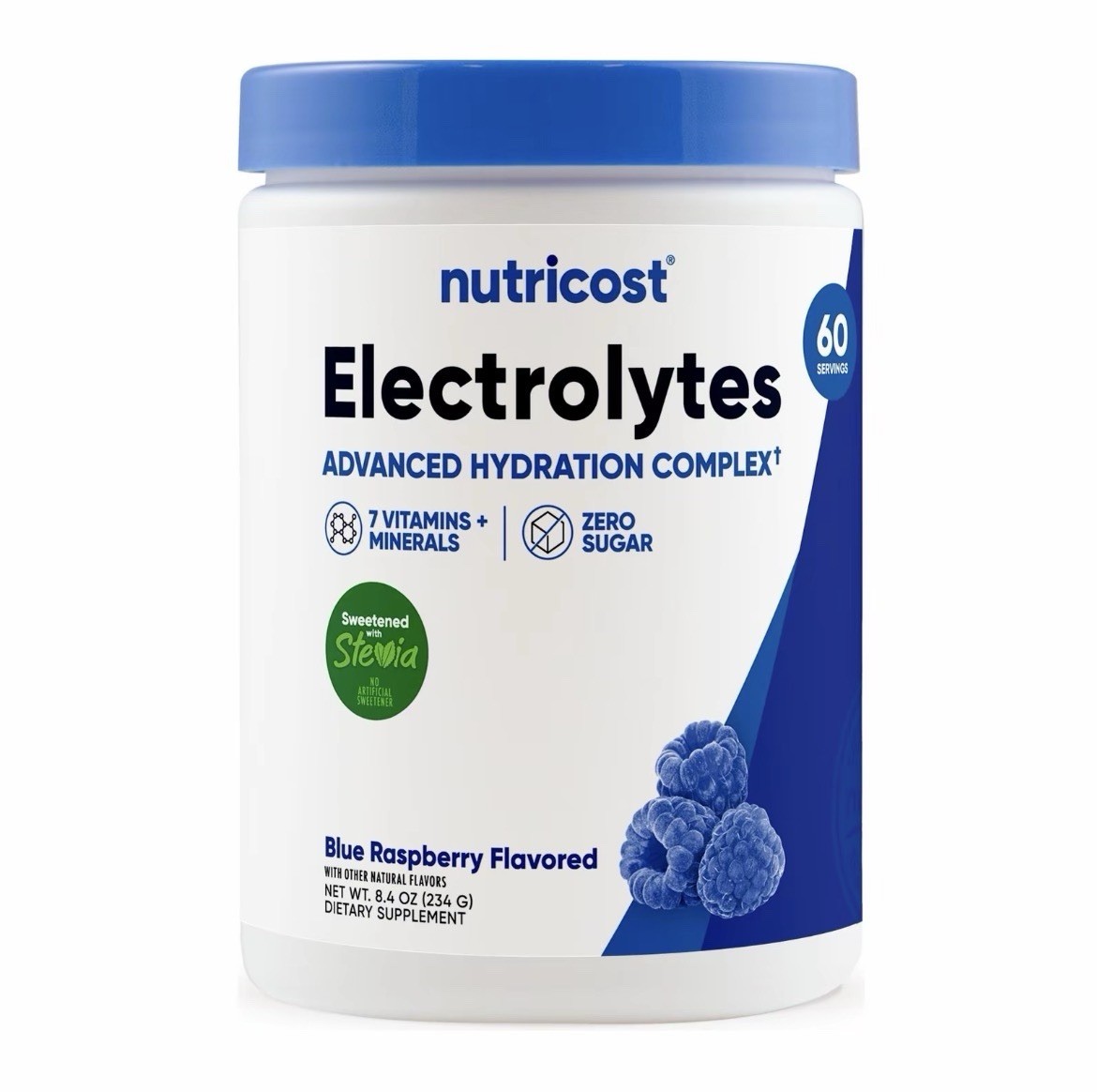 Nutricost Electrolytes Zero Sugar Blue Raspberry Powder 8.4 oz (234 G)