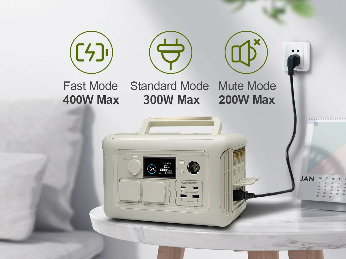 Portable Generator 299Wh 600W Powerstation w AC Outlets LiFePO4 Battery for Home