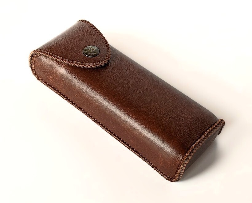 Vertical Waist Case for Glasses, Brown PU Leather Eyeglasses Belt Case