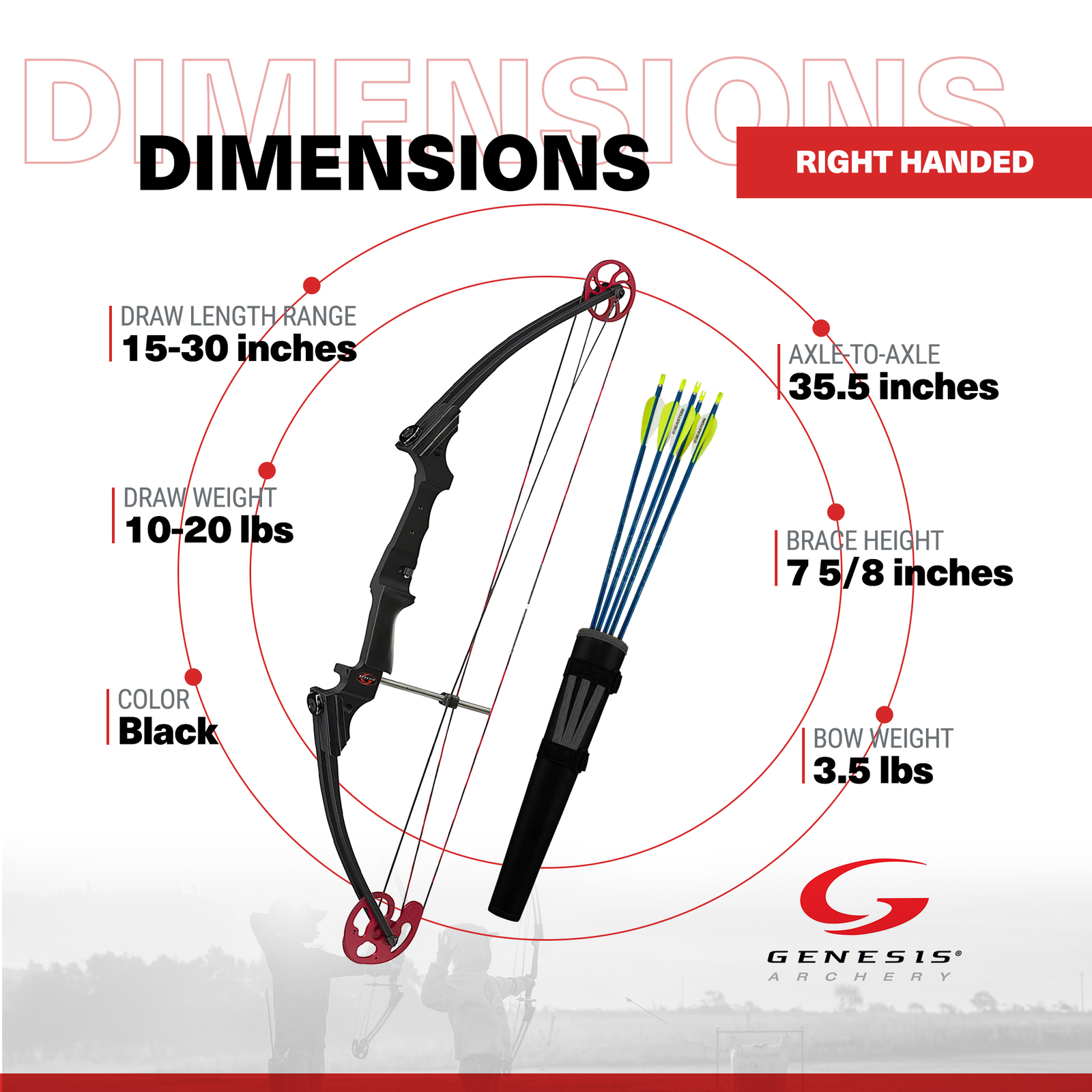 Genesis 10472 Original 35.5-Inch Lightweight Aluminum Righthand Bow, Black