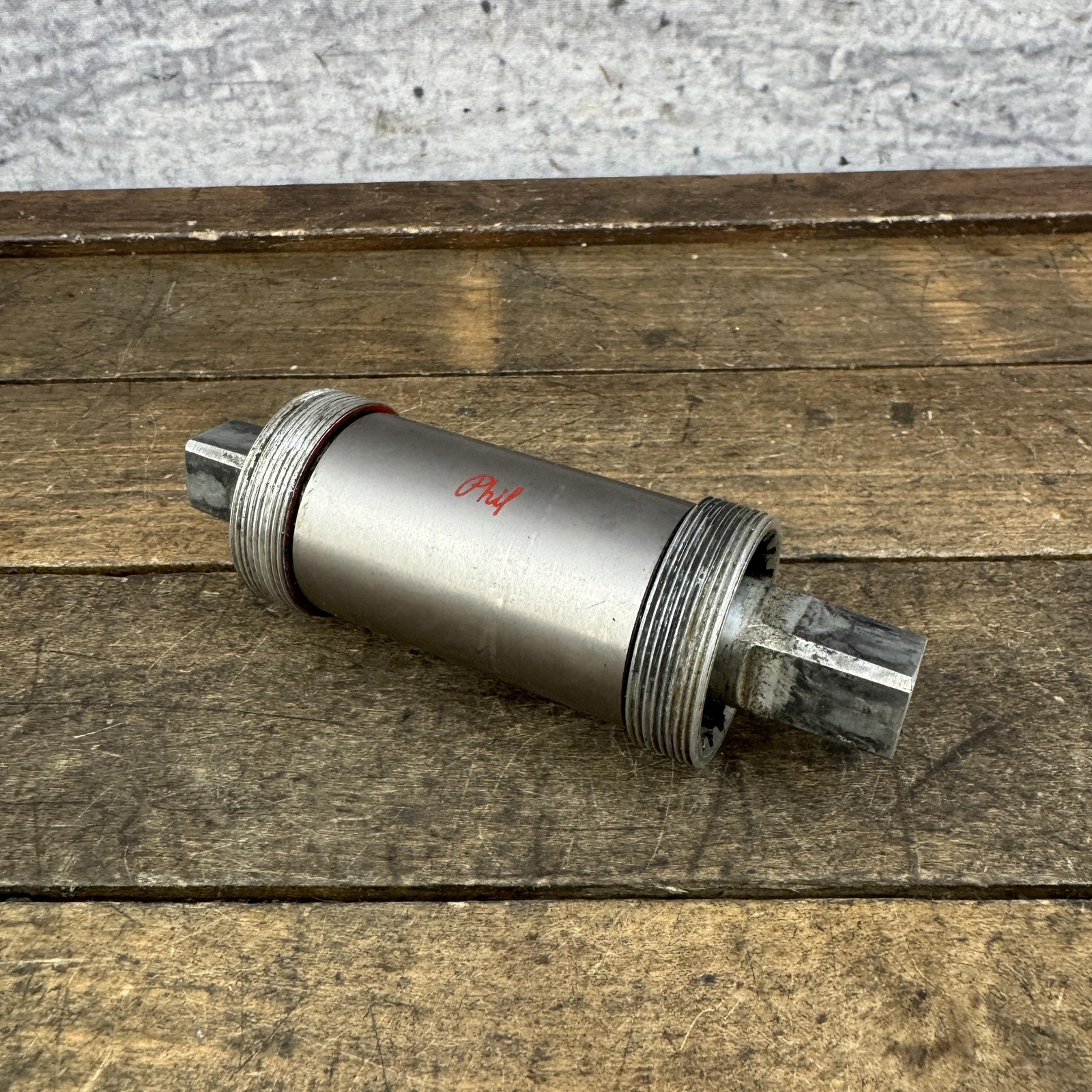 Vintage Phil Wood Bottom Bracket 112mm Spindle BSA English Steel Square Taper