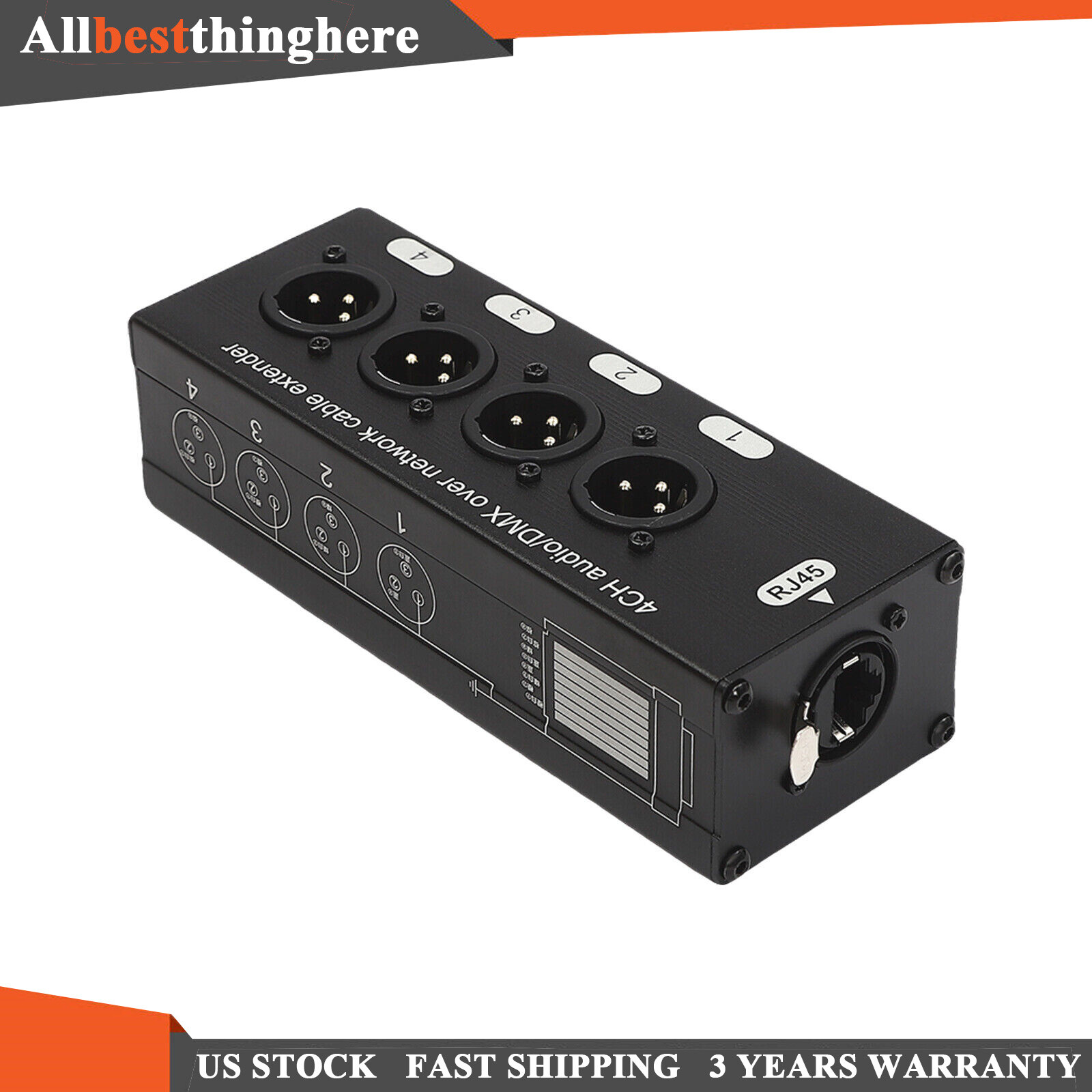 4-Channel XLR Male Female to Single Ethercon Audio Network Cable Extender
