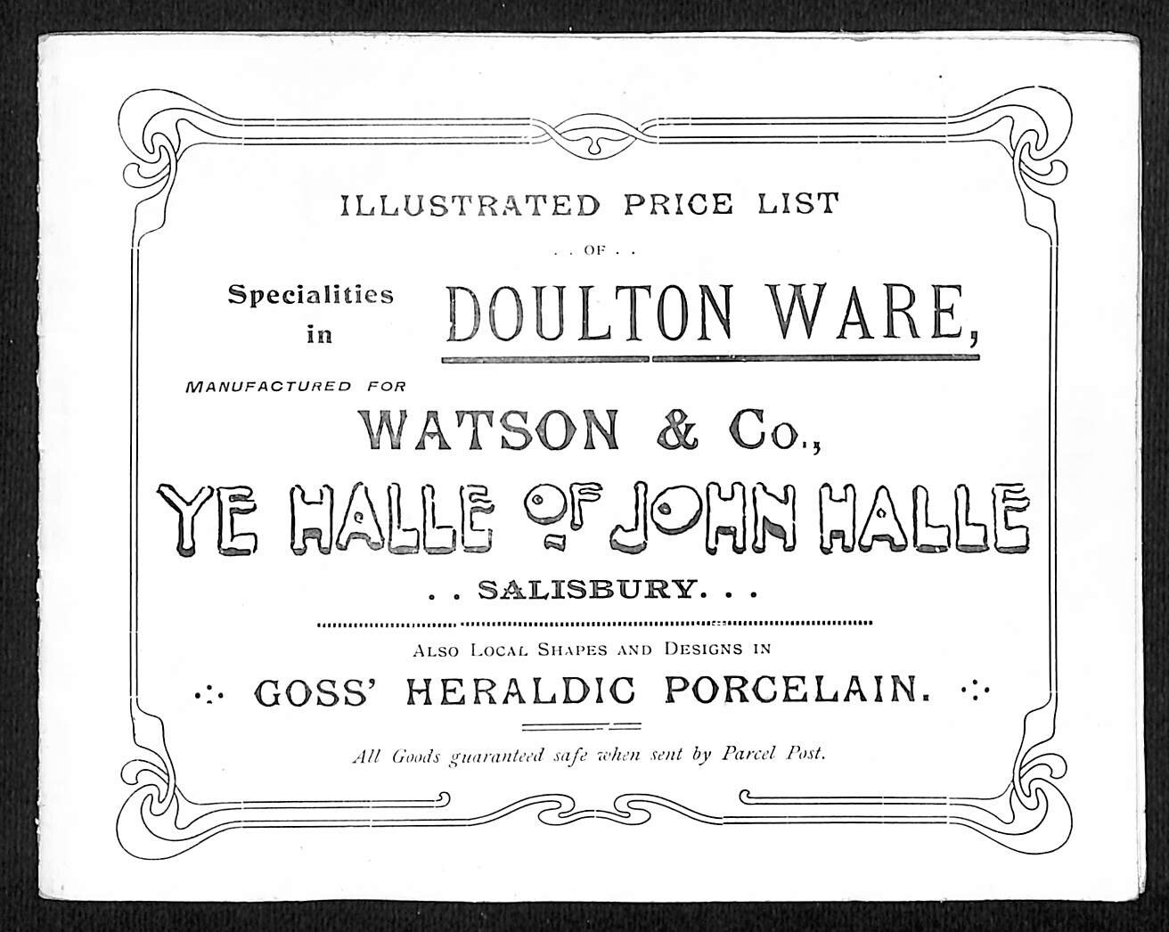 Watson & Co. Ye Halle of John Halle, Salisbury Price List 12pp c1910-20's Scarce