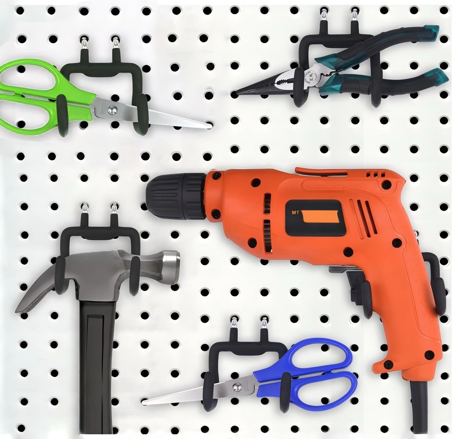 4 Heavy Duty Pegboard Hooks,Pegboard Drill Holder,and Peg Board Tool Hangers....