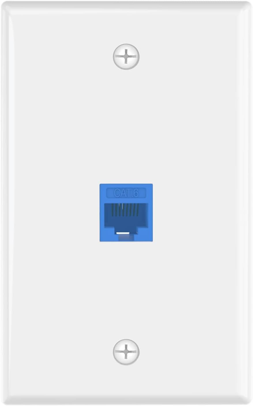 UL-Listed CAT6 Ethernet Wall Plate, Female to Female, Blue, 1-Pack