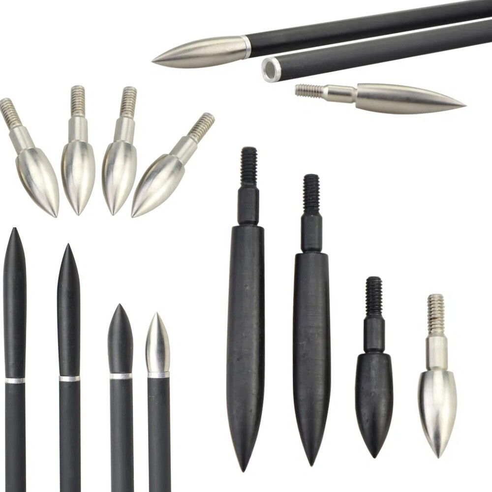 12Pcs Archery Arrowhead 100-350Gr Target Tips Field Screw Points Arrow Practice